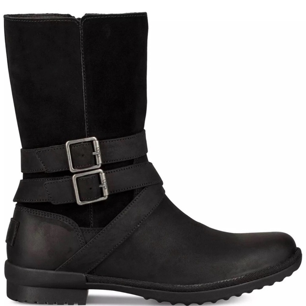 UGG Boots 6 Women’s Black Lorna Waterproof Bootie Leather Zipper Wool - Picture 4 of 11